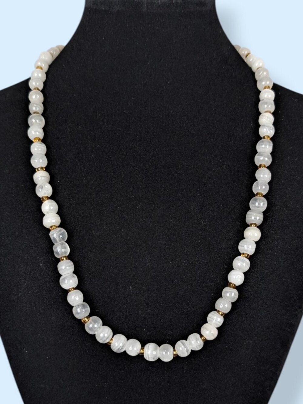 V. White Cloudy Beaded Necklace